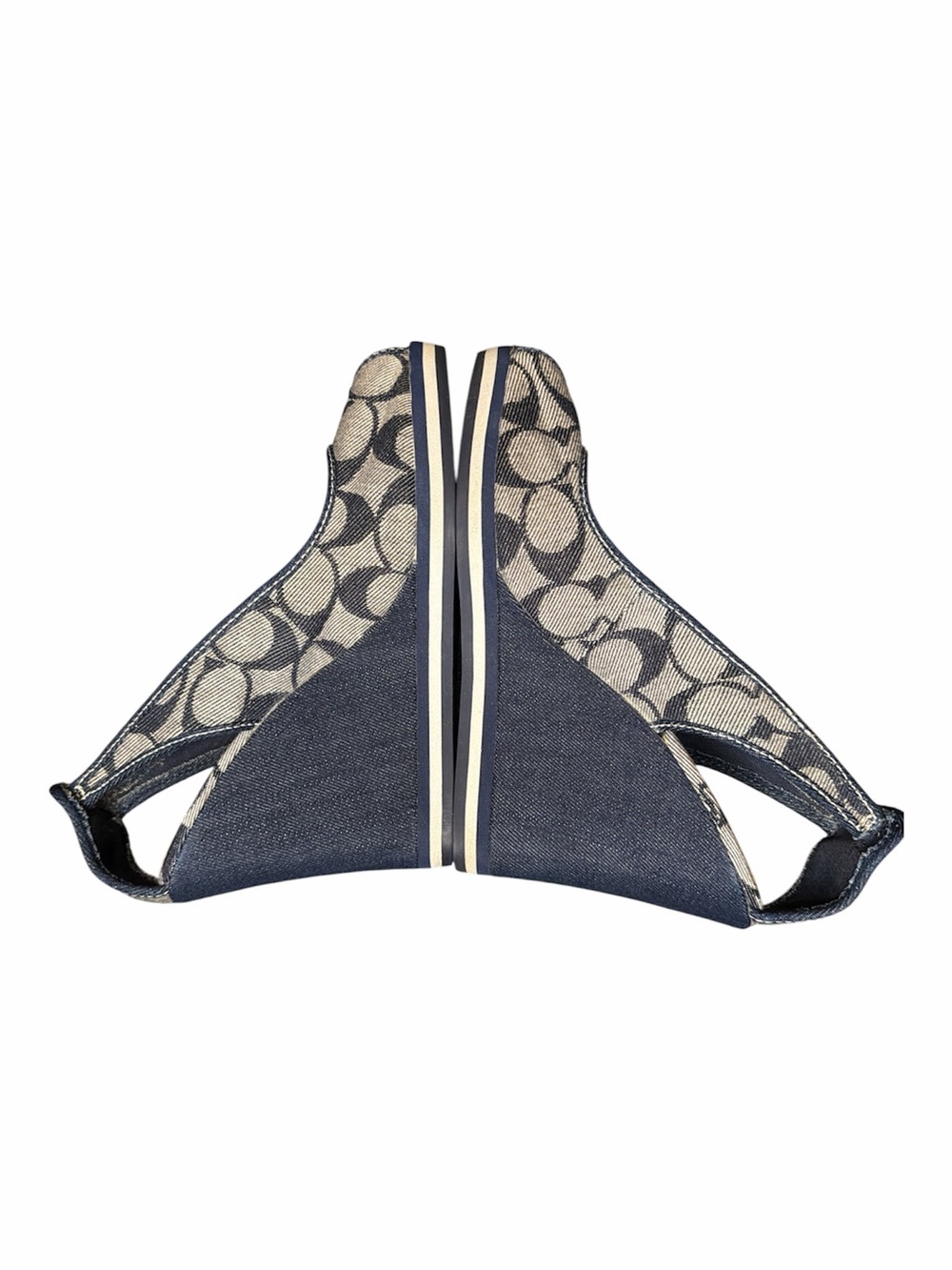 Coach Tarrah Signature Denim Wedge Sandals Size 8.5M Blue Canvas Peep Toe Y2K - Picture 4 of 8